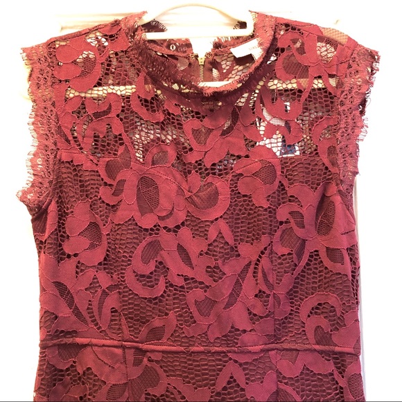 Wine Colored Lace Mini Dress - Form Fitting! - Picture 3 of 6
